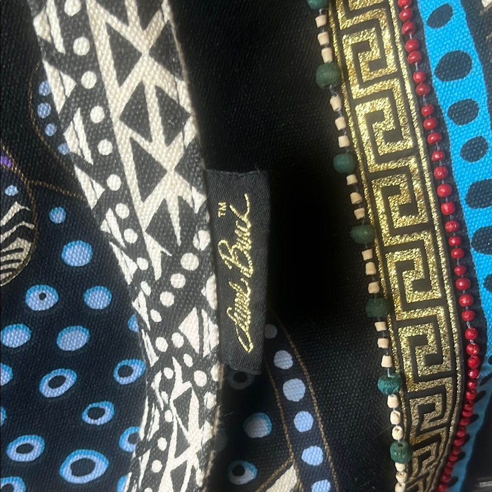 Laurel Burch Black and Blue Tote with Chevron Pattern in a pristine condition - Picture 4 of 12